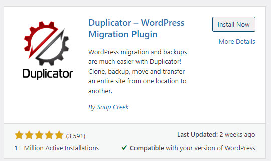 Install the Duplicator Plugin